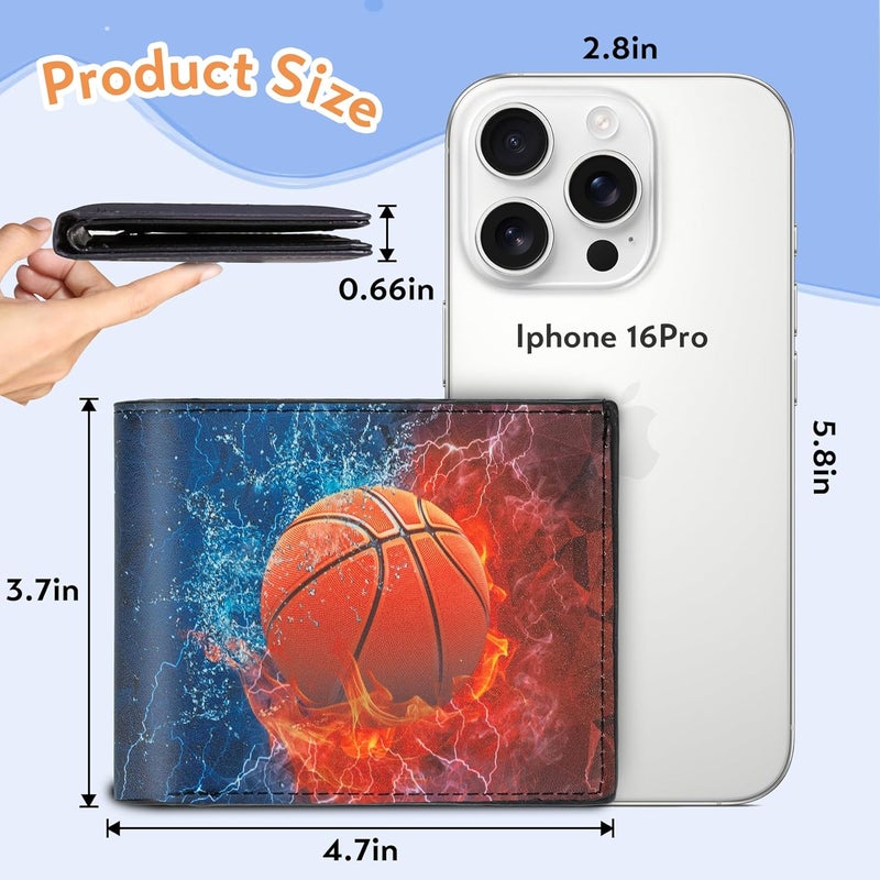 Fonwill Boys Wallet for Kids, Cool Basketball Bifold Rfid Blocking Leather Wallet 4 5 6 7 8 9 10 11 12 Ages, Novelty Kids Wallet with Zipper Coin Pocket for Boys Teen Girls Birthday Christmas Gifts - Image 5